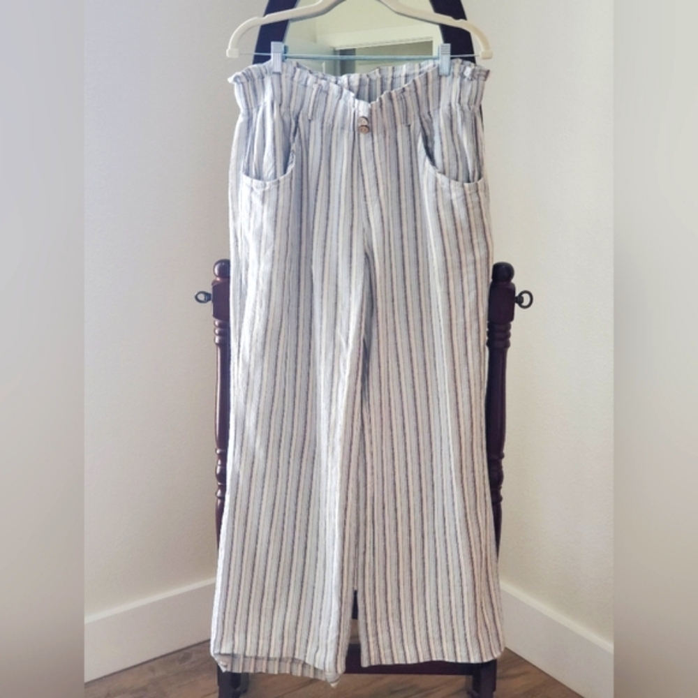 Rewind Linen Blend Wide Leg Pants